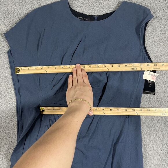 NWT Lafayette 148 Wrap Side Tie Ruffle Blue Dress Size 6 Women's Knee Length - Picture 8 of 11